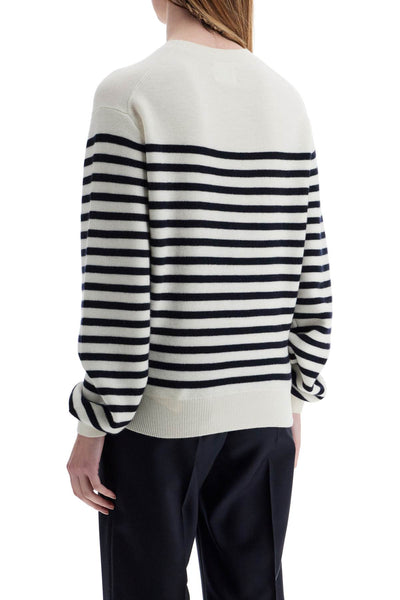 white and navy blue striped merino wool sweater 9305648 GLAZE / MIDNIGHT NAVY