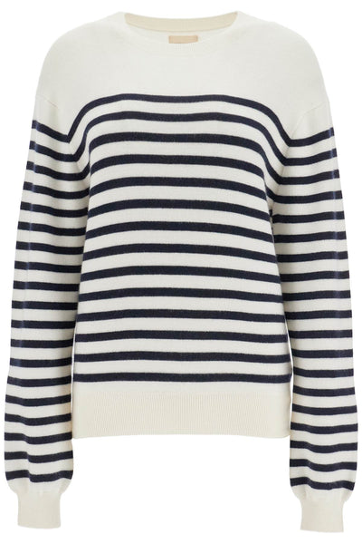 white and navy blue striped merino wool sweater 9305648 GLAZE / MIDNIGHT NAVY