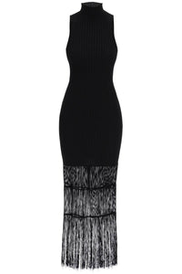 ribbed knit dress with fringe details 9557429 K429 BLACK