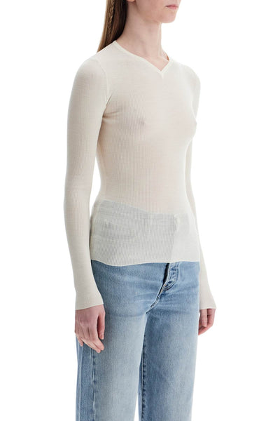 glaze color wool top with v-neck 9699511 GLAZE