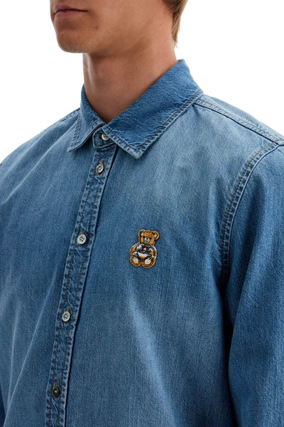 denim shirt with patch details A0224 7038 BLUE