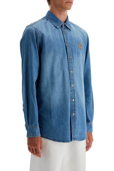 denim shirt with patch details A0224 7038 BLUE