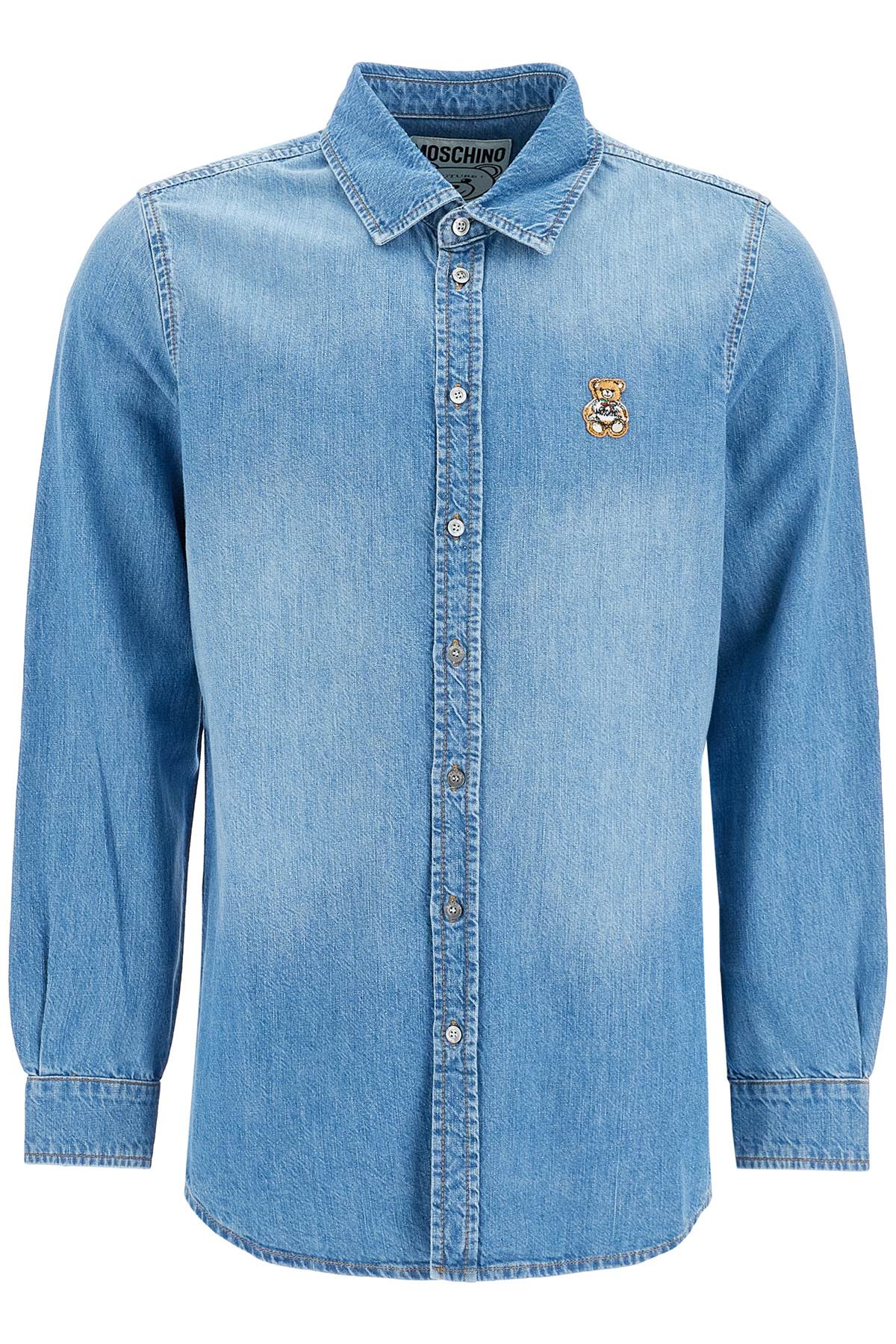 denim shirt with patch details A0224 7038 BLUE