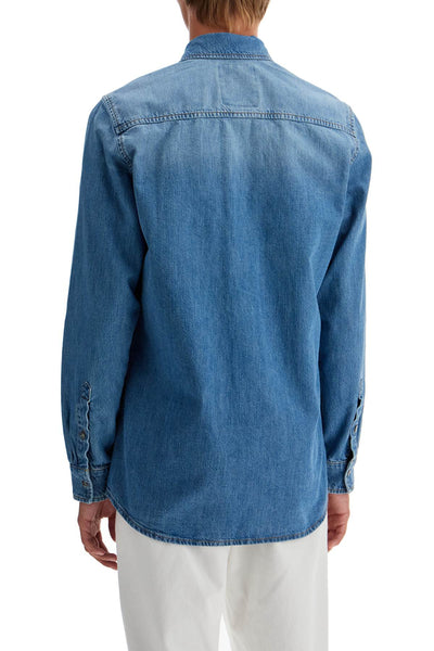 denim shirt with patch details A0224 7038 BLUE