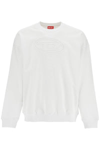 DIESEL white cotton sweatshirt with raised logo for men A03790 | Italystation.com - Shop Now at italystation.com