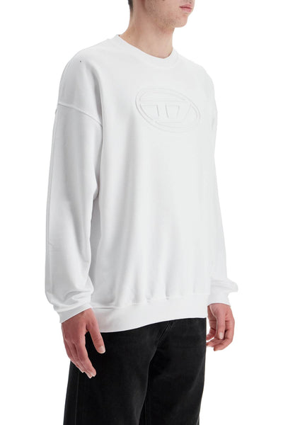 DIESEL white cotton sweatshirt with raised logo for men A03790 | Italystation.com - Shop Now at italystation.com