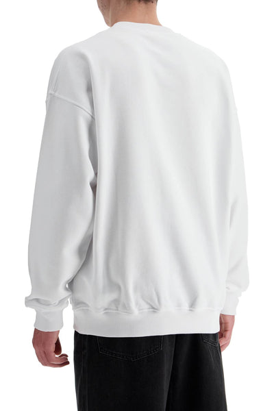 DIESEL white cotton sweatshirt with raised logo for men A03790 | Italystation.com - Shop Now at italystation.com