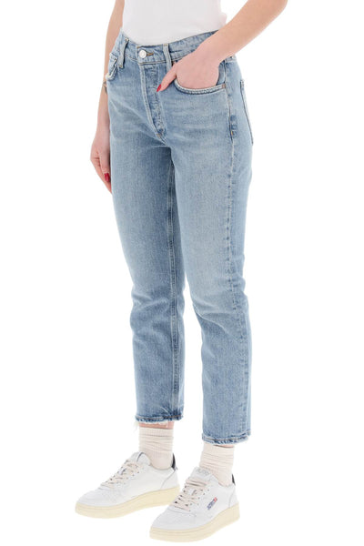 high-waisted straight cropped jeans in the A056 1554 QUIVER