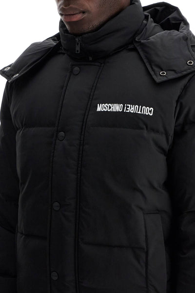 high-neck down jacket with hood A0626 7017 MULTI BLACK