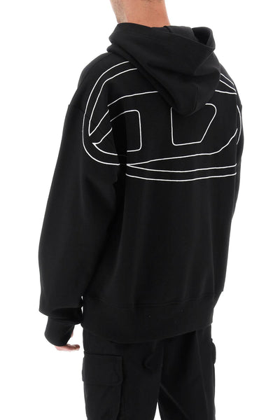 DIESEL logo embroidered hoodie A11304 0GYCJ DEEP/BLACK | Italystation.com - Shop Now at italystation.com