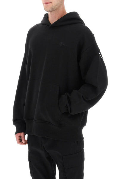 DIESEL logo embroidered hoodie A11304 0GYCJ DEEP/BLACK | Italystation.com - Shop Now at italystation.com