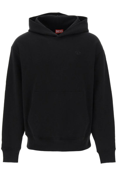 DIESEL logo embroidered hoodie A11304 0GYCJ DEEP/BLACK | Italystation.com - Shop Now at italystation.com