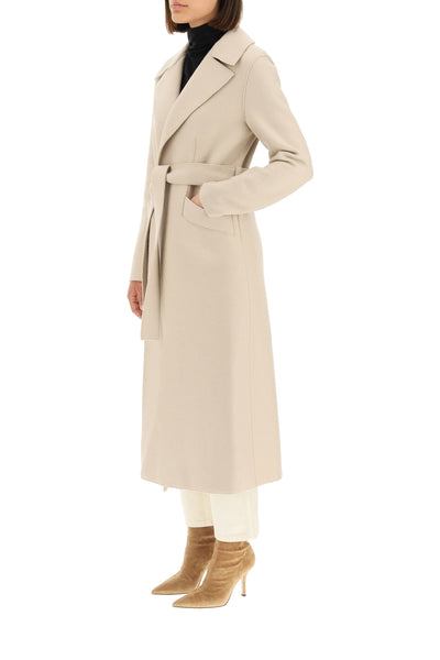 long coat in pressed wool A1191MLK ALMOND