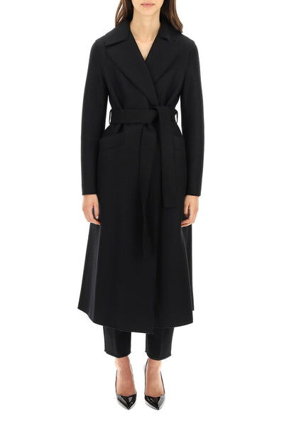 long coat in pressed wool A1191MLK BLACK