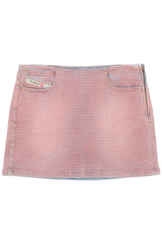 de-pra-mini-fsd1 denim mini skirt with rhinestones A12491 09I22 DENIM