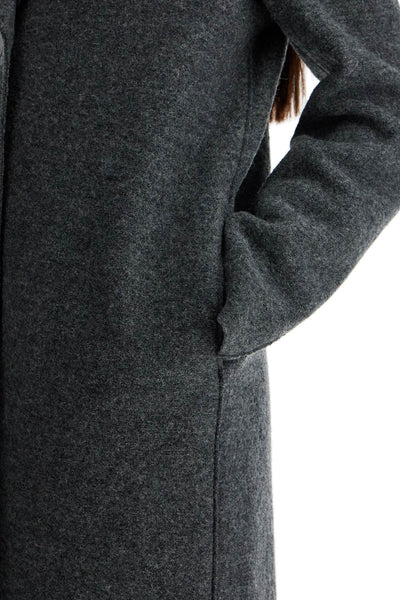 single-breasted wool coat in boiled A1331MLC MIDDLE GREY