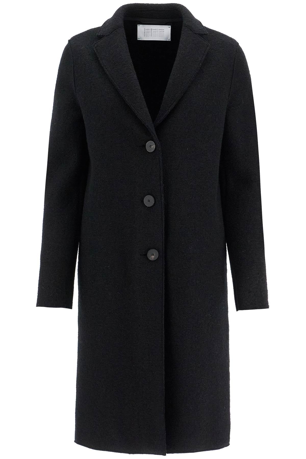 single-breasted wool coat in boiled A1331MLC BLACK