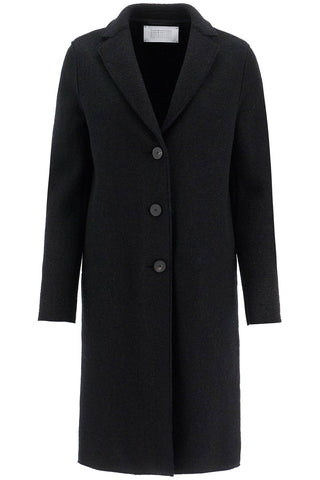 single-breasted wool coat in boiled A1331MLC BLACK