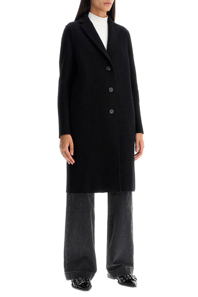 single-breasted wool coat in boiled A1331MLC BLACK