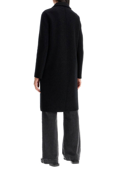 single-breasted wool coat in boiled A1331MLC BLACK