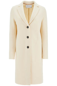 single-breasted wool coat in boiled A1331MLC NATURAL OFF WHITE