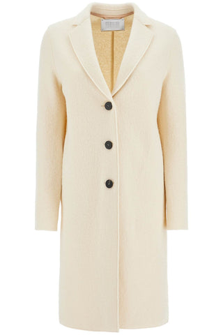 single-breasted wool coat in boiled A1331MLC NATURAL OFF WHITE