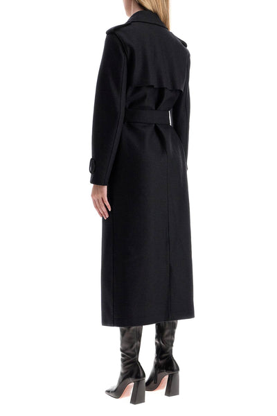 pressed wool robe coat with nine words A1343MLK BLACK