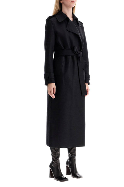 pressed wool robe coat with nine words A1343MLK BLACK