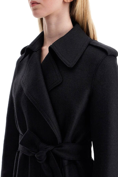 pressed wool robe coat with nine words A1343MLK BLACK