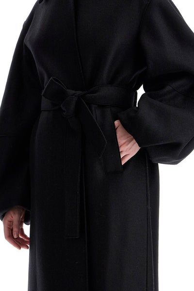 pressed wool robe coat with nine words A1530MLK BLACK