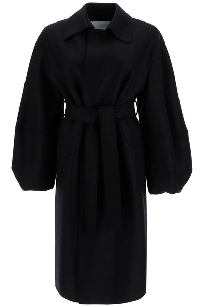 pressed wool robe coat with nine words A1530MLK BLACK