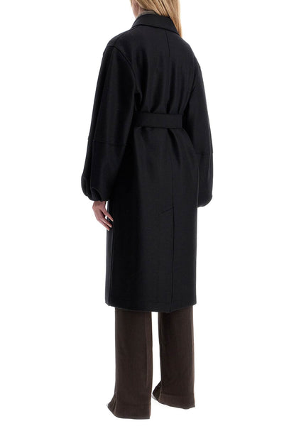 pressed wool robe coat with nine words A1530MLK BLACK