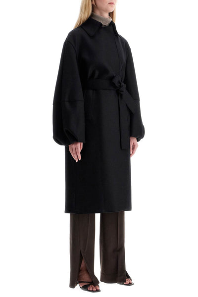 pressed wool robe coat with nine words A1530MLK BLACK