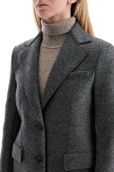 single-breasted coat in pressed wool A1601MLK MIDDLE GREY