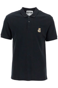 polo shirt with teddy bear application A1603 7042 BLACK