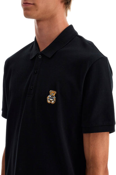 polo shirt with teddy bear application A1603 7042 BLACK