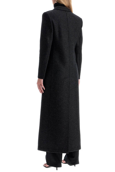 double-breasted pressed wool coat A1604MLK ANTHRACITE