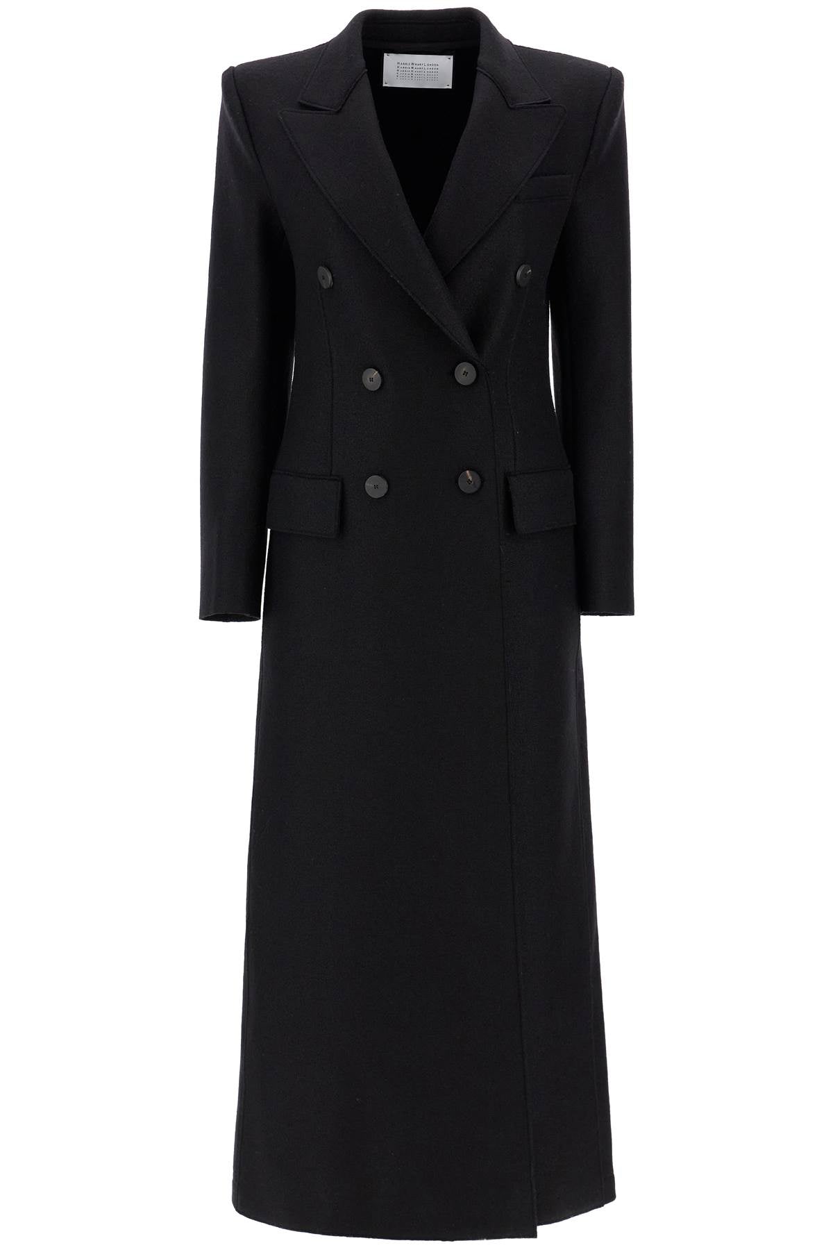 double-breasted pressed wool coat A1604MLK BLACK