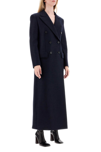 double-breasted pressed wool coat A1604MLK NAVY BLUE