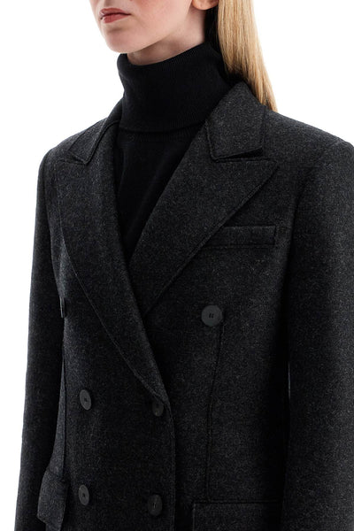 double-breasted pressed wool coat A1604MLK ANTHRACITE