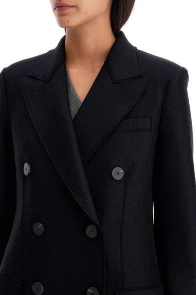 double-breasted pressed wool coat A1604MLK BLACK