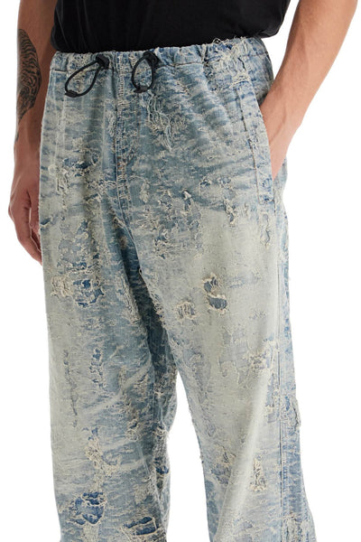 distressed denim jacquard pants A16488 007Z7 DENIM