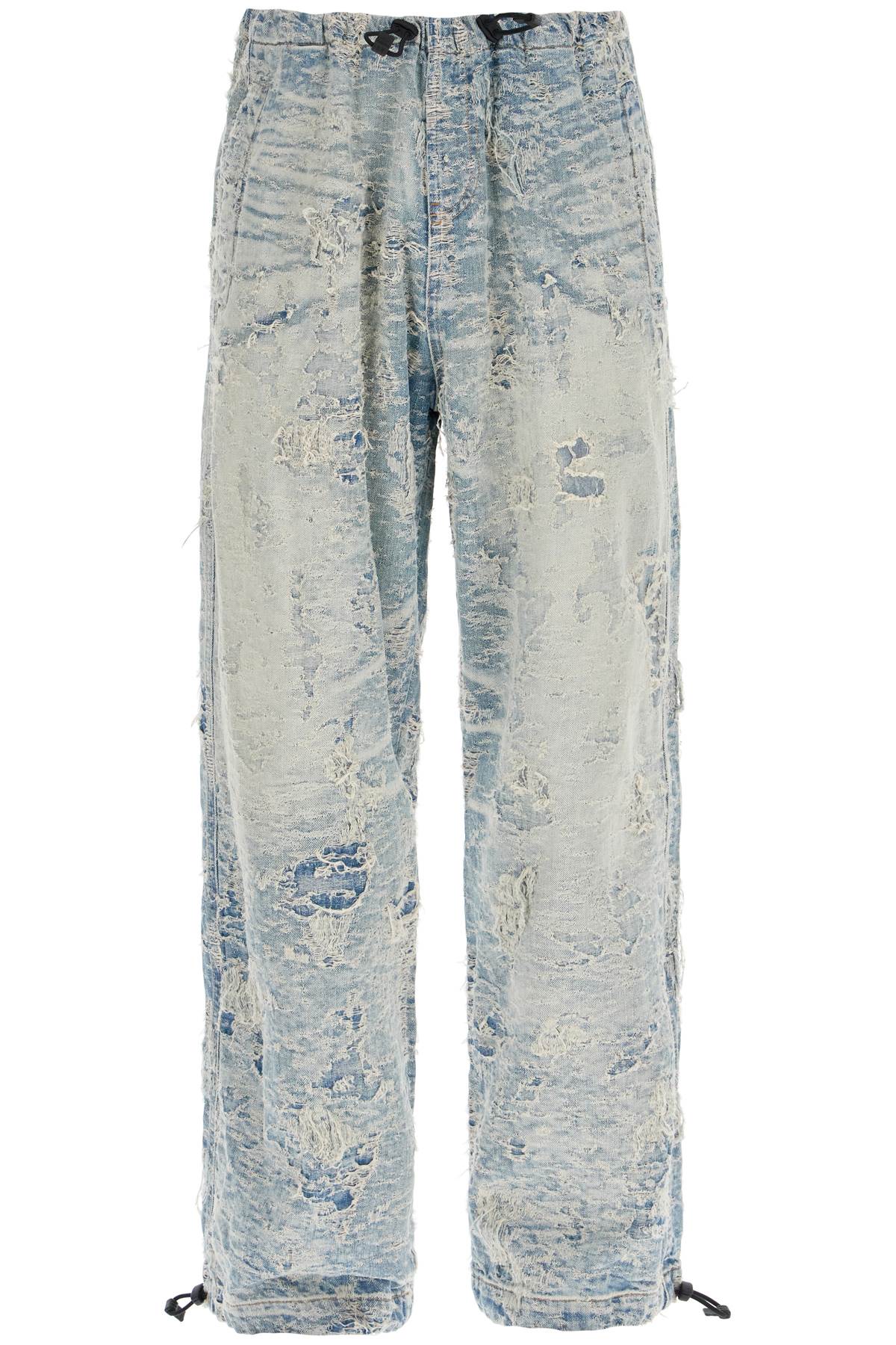 distressed denim jacquard pants A16488 007Z7 DENIM