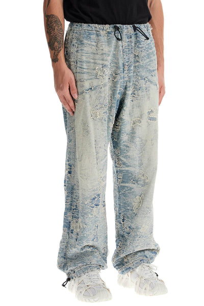 distressed denim jacquard pants A16488 007Z7 DENIM