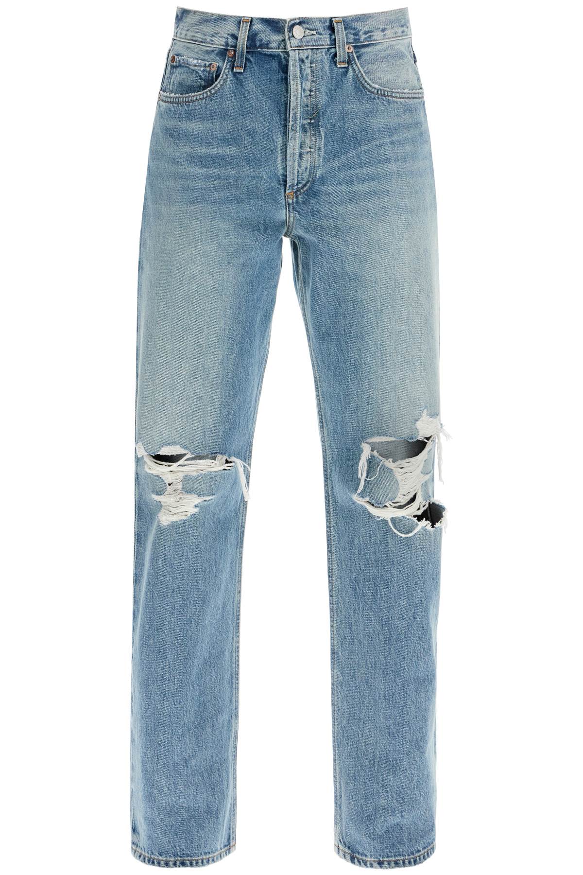AGOLDE relaxed straight fit kelly used effect jeans A199 1141 B | Italystation.com - Shop Now at italystation.com
