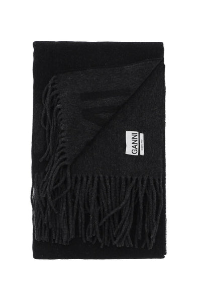 logo lettering scarf A3905 BLACK