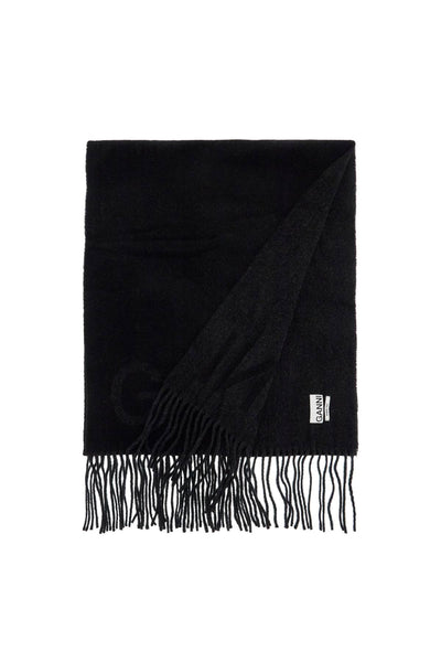 logo lettering scarf A3905 BLACK