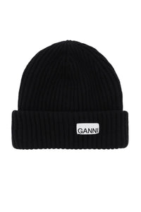 beanie hat with logo patch A4429 BLACK