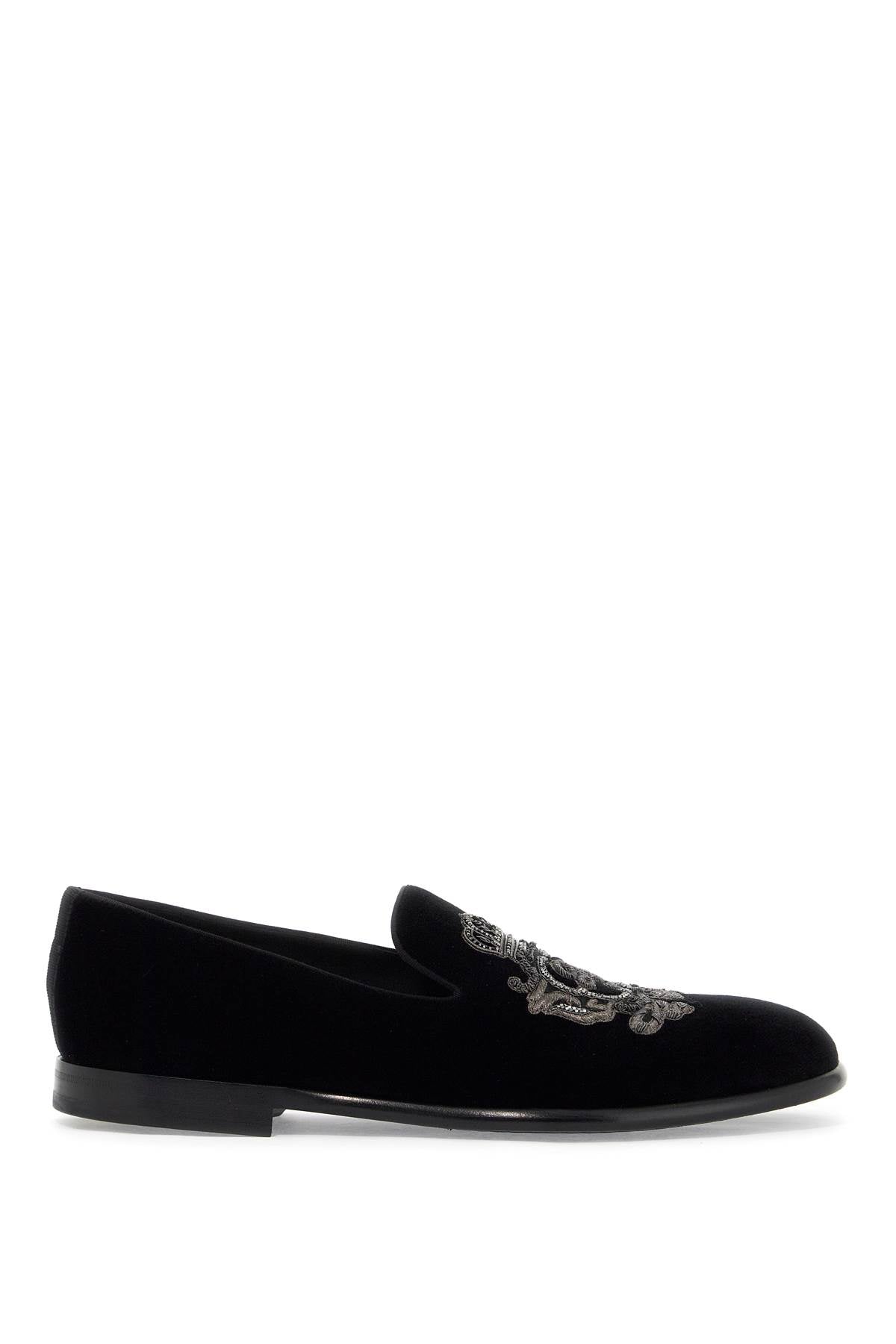 embroidered velvet loafers A50614 AO249 NERO GUN METAL