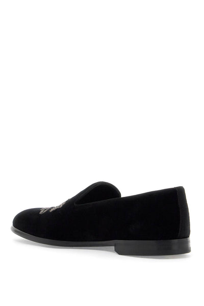 embroidered velvet loafers A50614 AO249 NERO GUN METAL